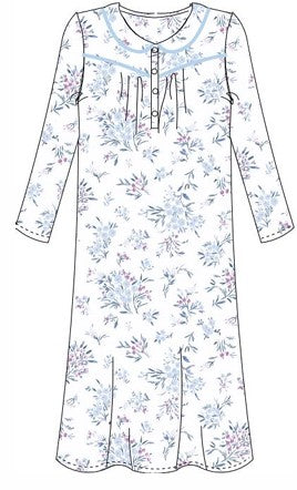 Marlon 'Floral Bouquet' Wincey on White 40" inch Nightdress MA46449
